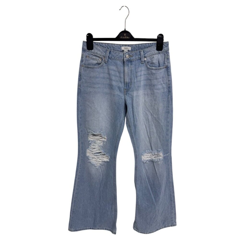 Forever 21 Junior Distressed Flared Denim Jean pants Light Blue size 27